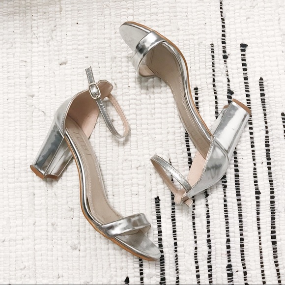 silver 3 inch block heels